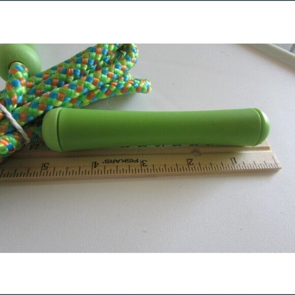 Jump Rope VTG FABRIC  34" GREEN ORANGE BLUE w Plastic Handles LIKE NEW - Picture 6 of 7